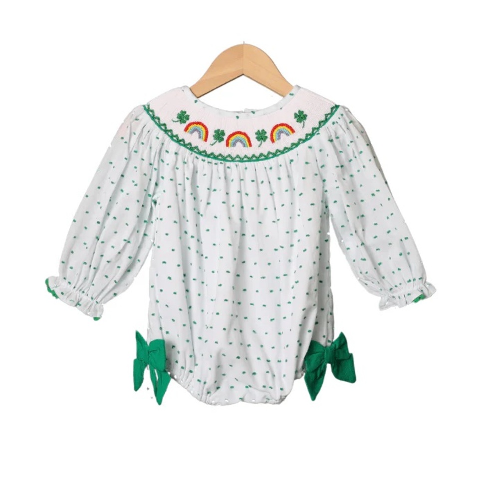 White and Green Kids Smock